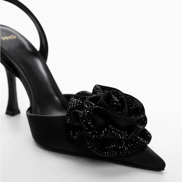 Mango | Shoes | Mango Floral Rhinestone Black Heels | Poshmark